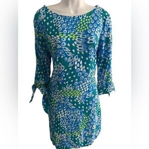 Escapada Dress - M blue green , rayon